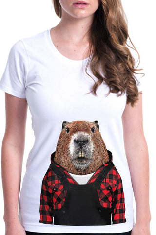 women's beaver t-shirt white