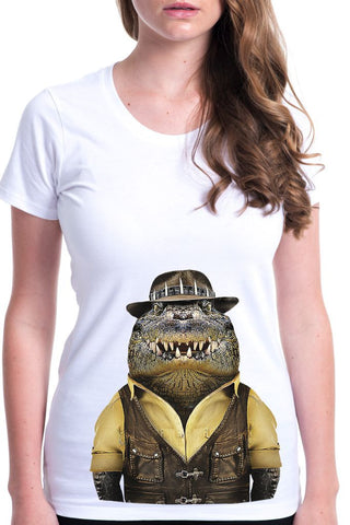 women's crocodile t-shirt white