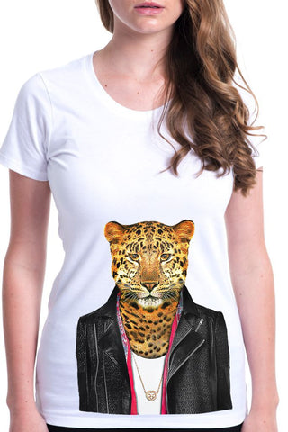women's leopard t-shirt white