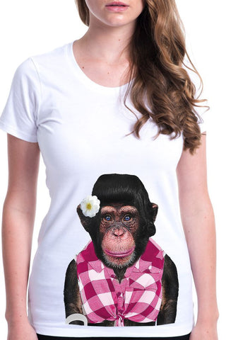 women's monkey female t-shirt white