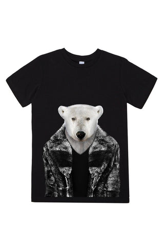 kids polar bear t shirt black