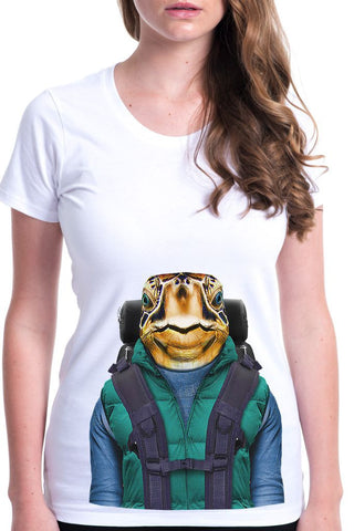 women's turtle t-shirt white