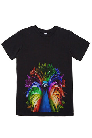 Kids Pride Peacock T-Shirt - Kid's Tee, Black