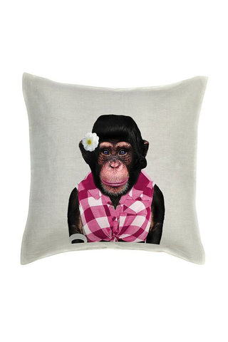 Monkey Female Cushion Cover - Linen