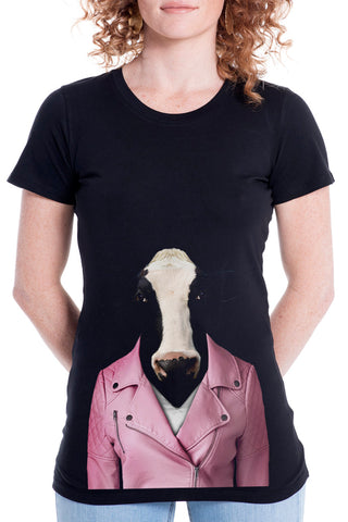 Women's Cow Fitted Tee