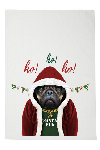 Ho Ho Ho! Santa Pug Tea Towel