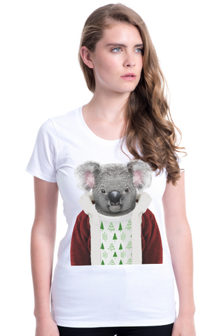 Women's Christmas Koala Fitted Tee