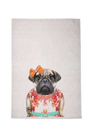 Miss Pug Tea Towel