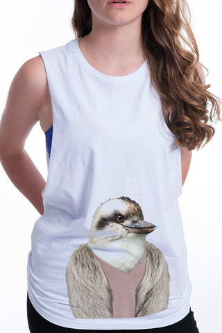 women's kookaburra boyfriend tank white