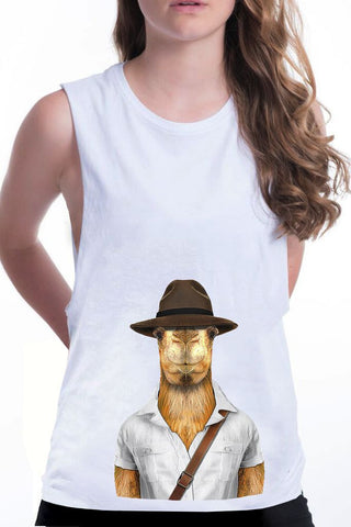 women's camel boyfriend tank white