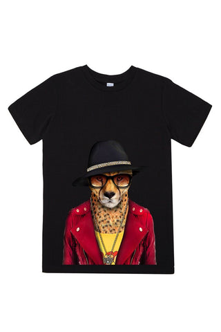 kids cheetah t shirt black
