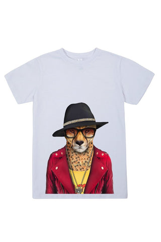 kids cheetah t shirt white