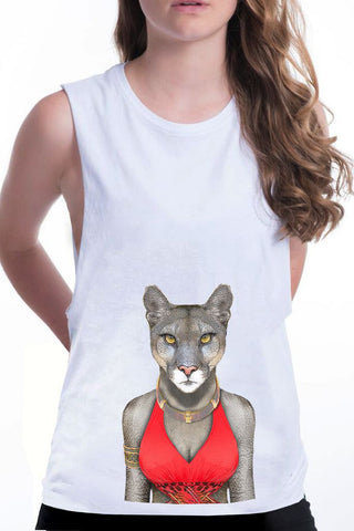 women's cougar boyfriend tank white