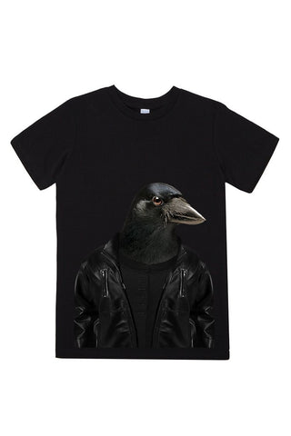kids crow t shirt black