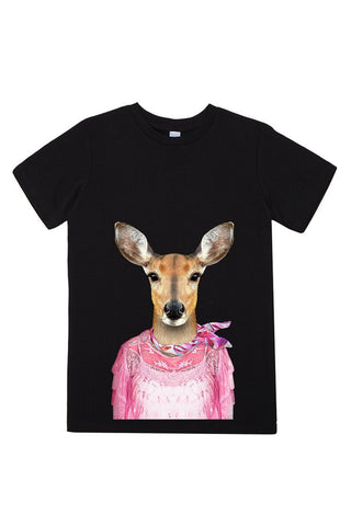 kids deer t shirt black