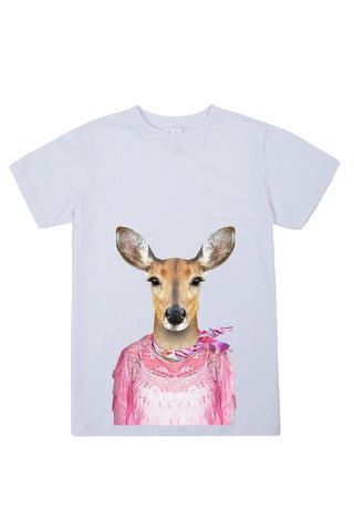 kids deer t shirt white