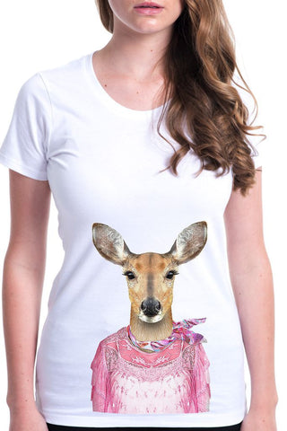 women's deer t-shirt white
