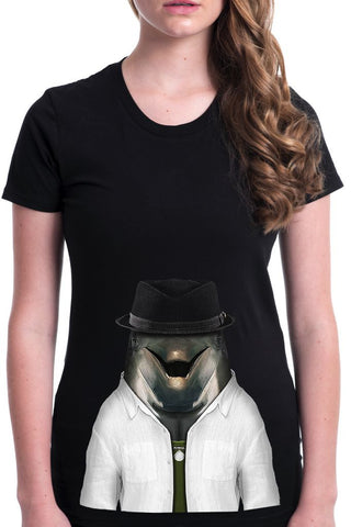 women's dolphin male t-shirt black