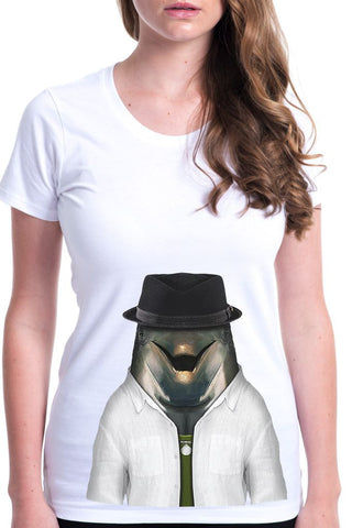 women's dolphin male t-shirt white