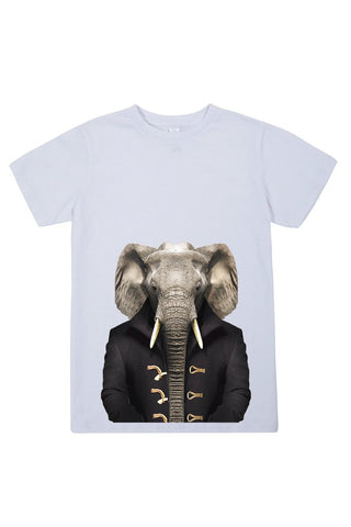 kids elephant t shirt white