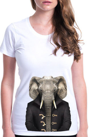 women's elephant t-shirt white