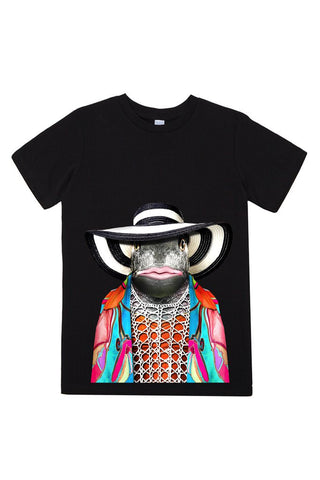 kids fish t shirt black