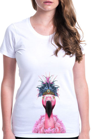 women's flamingo t-shirt white
