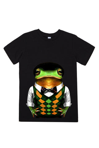 kids frog t shirt black