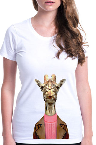 women's giraffe t-shirt white