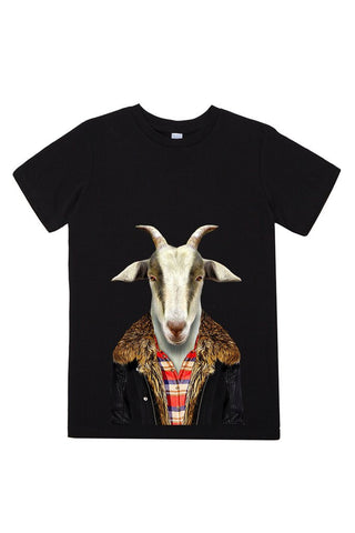 kids goat t shirt black