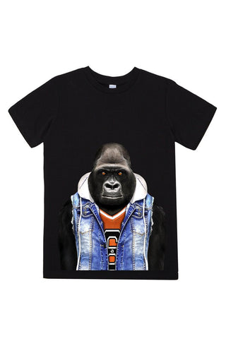 kids gorilla t shirt black