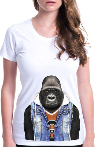 women's gorilla t-shirt white