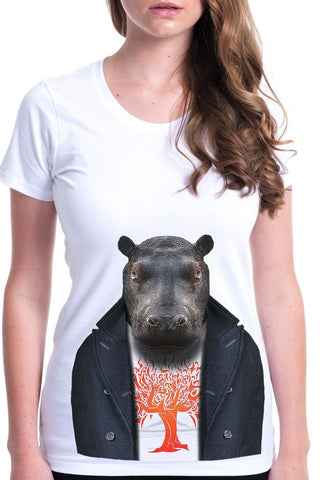 women's hippo t-shirt white