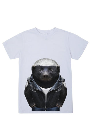 kids honey badger t shirt white