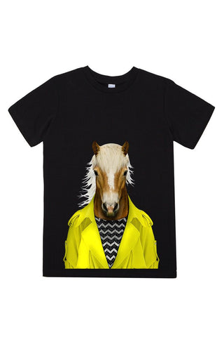 kids horse t shirt black