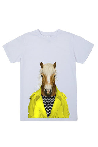 kids horse t shirt white