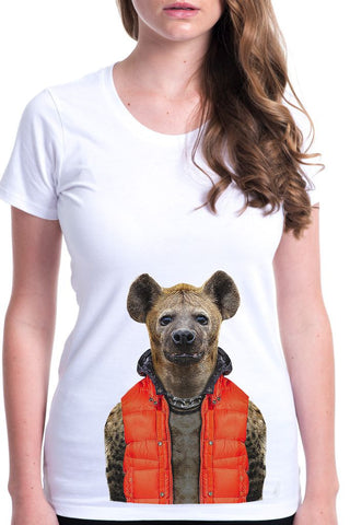 women's hyena t-shirt white