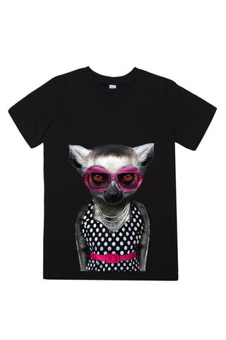 kids lemur t shirt black