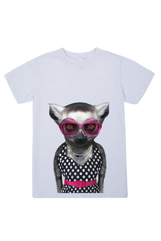 kids lemur t shirt white