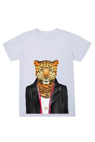 kids leopard t shirt white