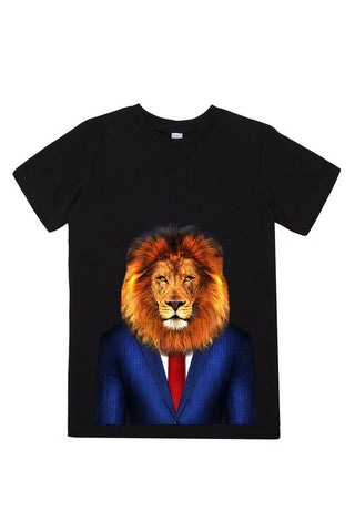 kids lion t shirt black