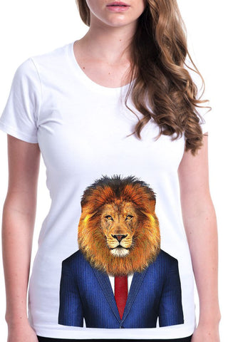 women's lion t-shirt white