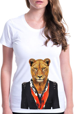 women's lioness t-shirt white