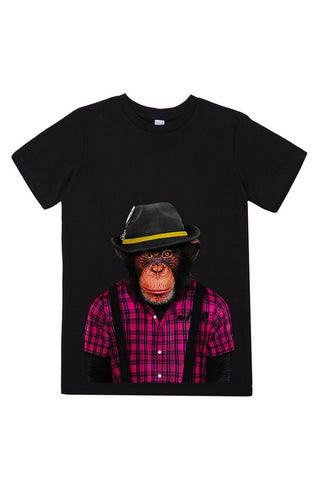kids monkey male t shirt black