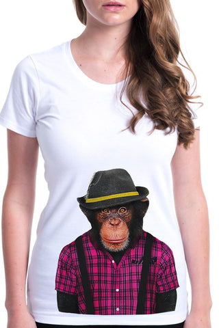 women's monkey male t-shirt white