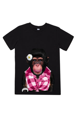 kids monkey female t shirt black