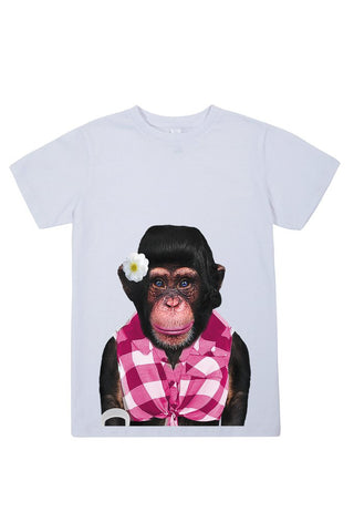 kids monkey female t shirt white
