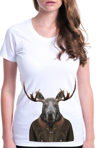 women's moose t-shirt white