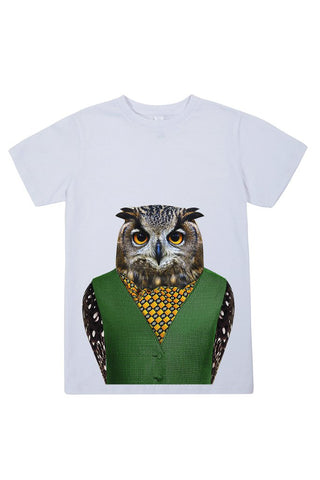 kids owl t shirt white