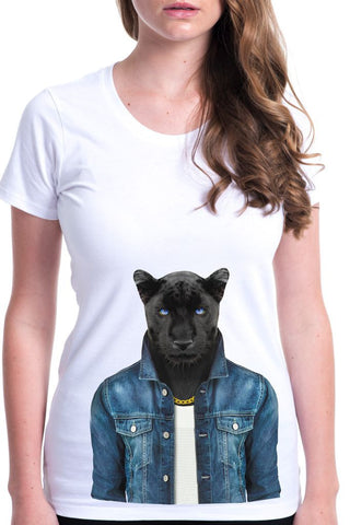 women's panther male t-shirt white